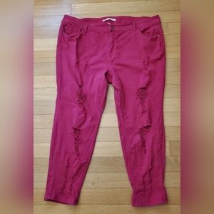 Elite Jeans Distressed Fuchsia Jeans Size 24‎